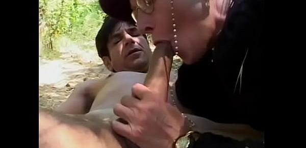  Sex crazed mature gets slammed from behind outdoors
